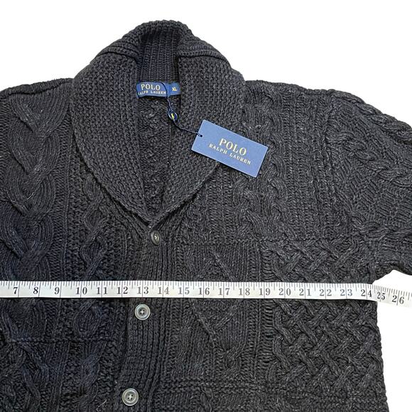Ralph Lauren Mens Cardigan XL Cable Knit Designer Luxury Chunky Preppy Gift - Picture 6 of 8
